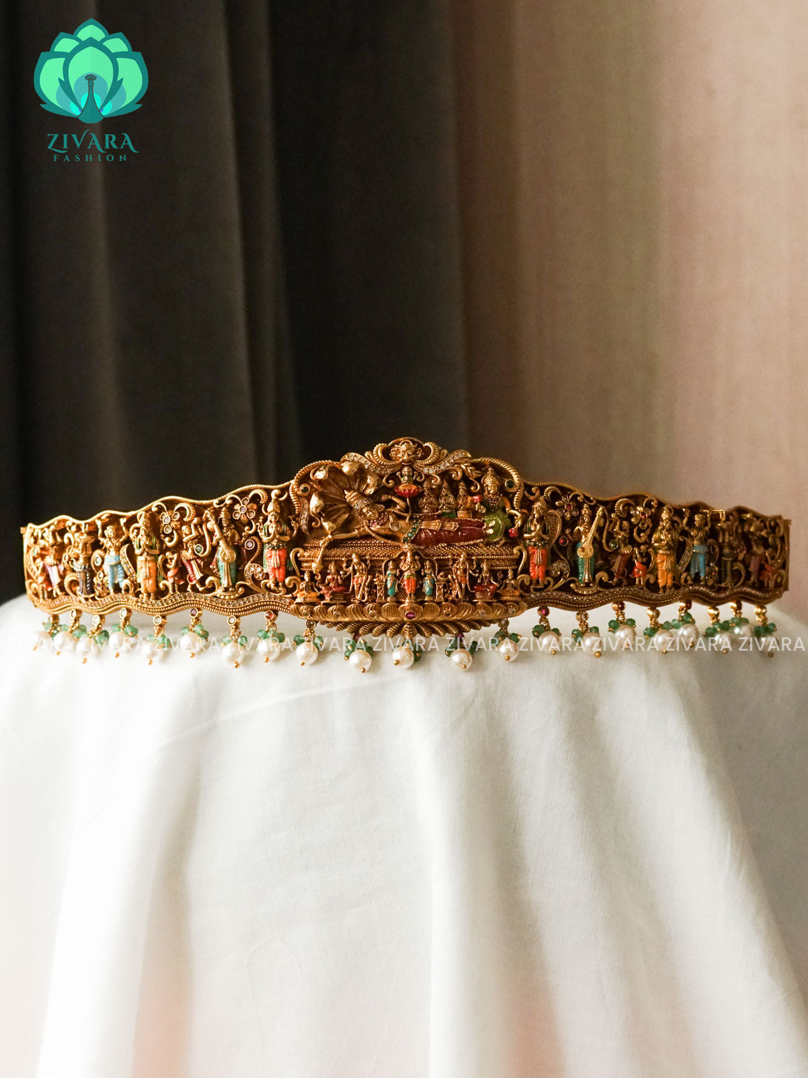 MADHURYA HANDPAINTED -TEMPLE PREMIUM MATTE  HIPBELT-ZIVARA FASHION