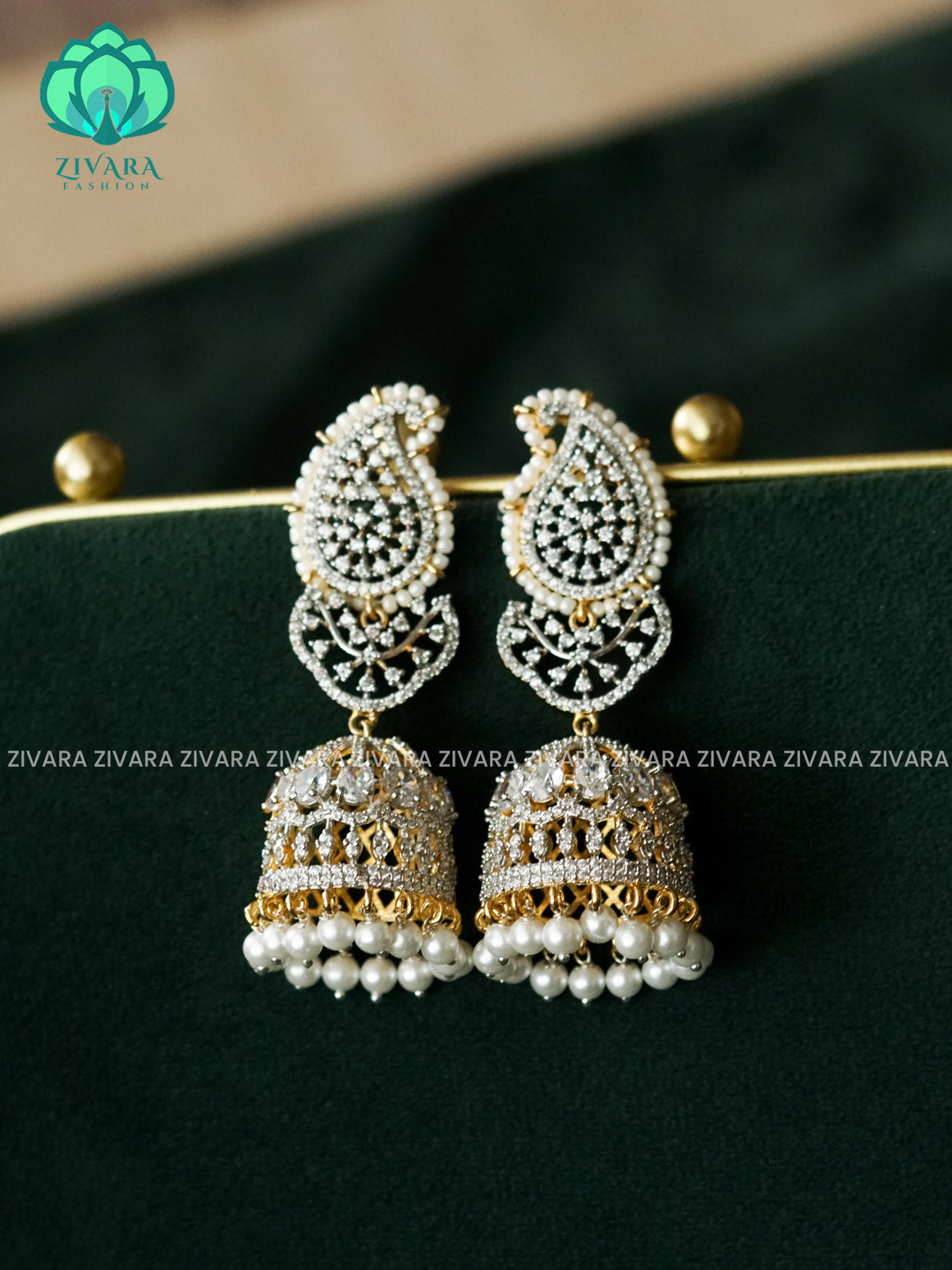 BRIDAL  WHITE AD STONE MOTIF FREE  JHUMKA - latest trending collection - ZIVARA FASHION