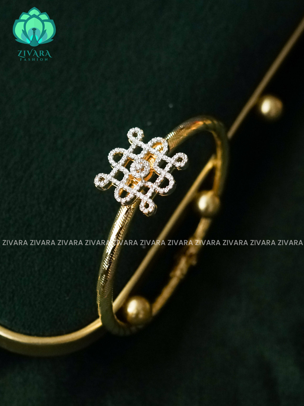 ZYRA -KOLAM - 1 piece rhodium polish free size open type KADA - Zivara Fashion