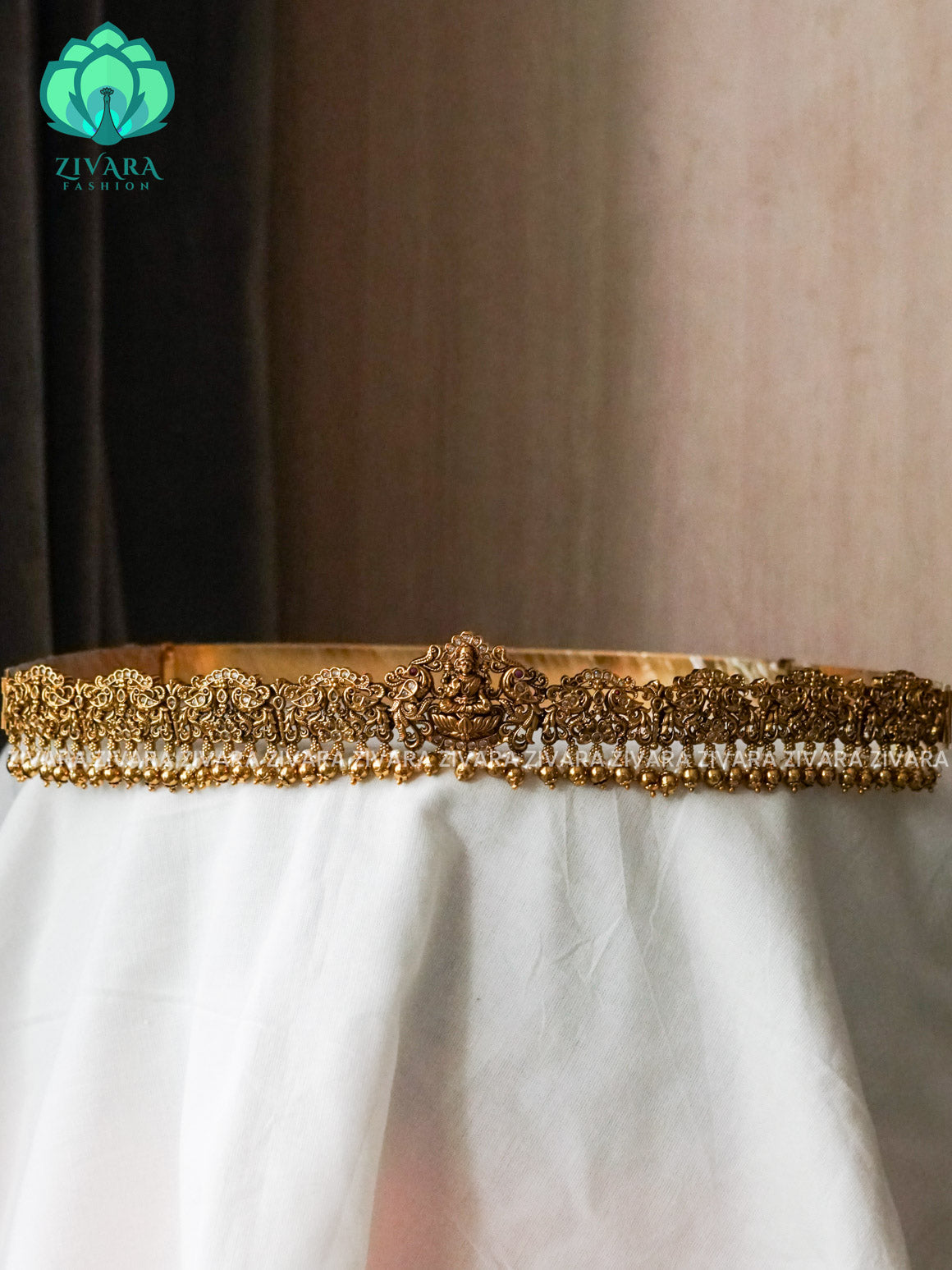 TEMPLE WITH WHITE AND GOLD BEADS  PREMIUM MATTE HIPBELT -ZIVARA FASHION