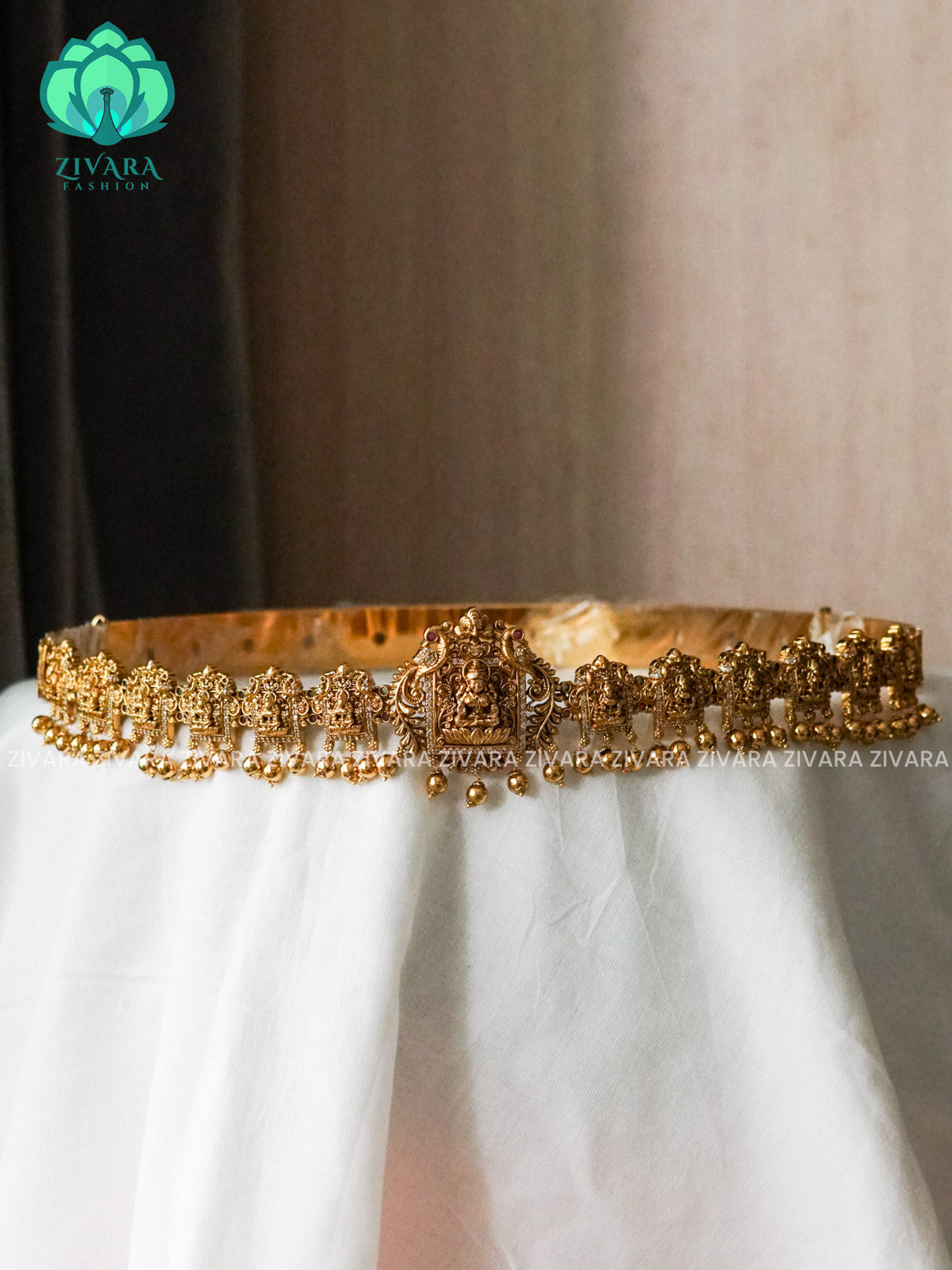 TEMPLE LAKSHMI GOLD BEADS  PREMIUM MATTE HIPBELT -ZIVARA FASHION