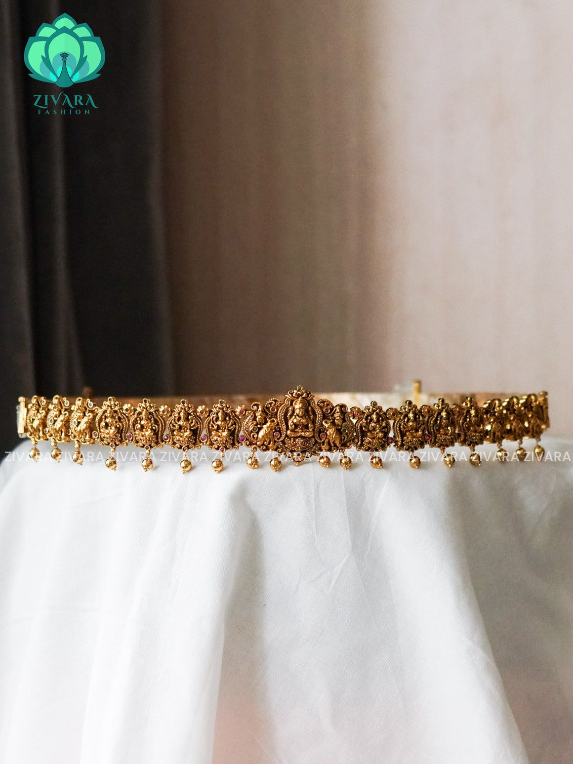 TEMPLE LAKSHMI GOLD BEADS  PREMIUM MATTE HIPBELT -ZIVARA FASHION