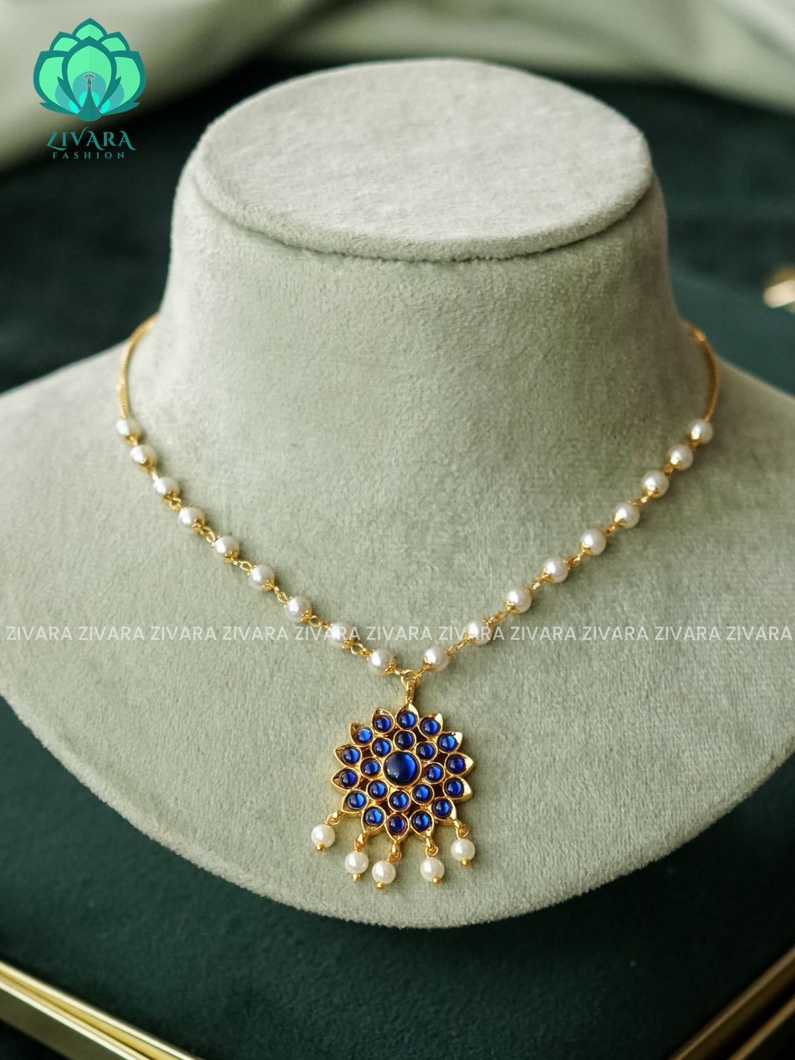 BLUE - Amudha - Simple pendant chains/neckwears - zivara fashion