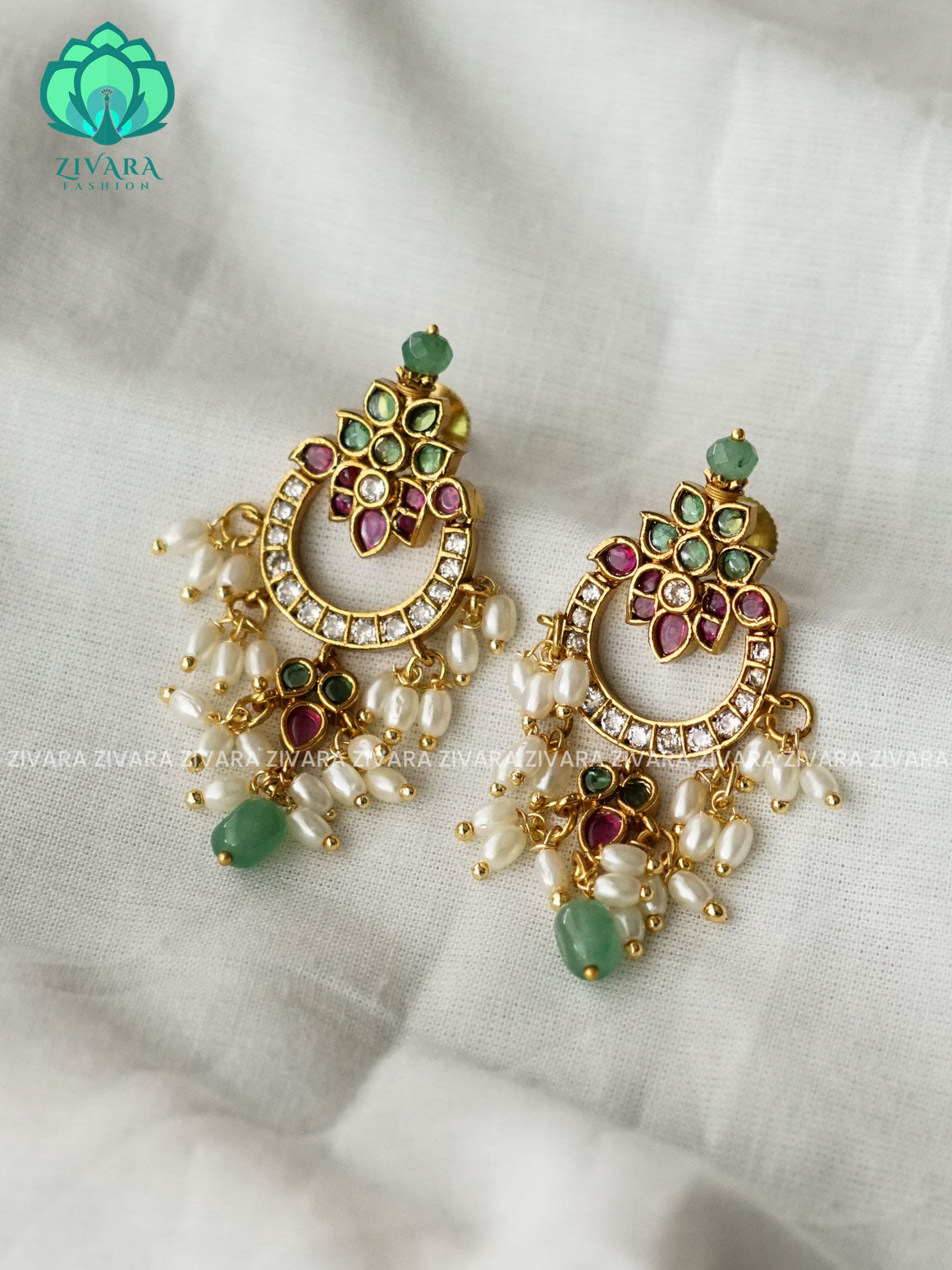 DIYA -  REAL KEMP LOTUS BALI  -  PREMIUM MATTE polish BALI- latest jewellery collection- zivara fashion