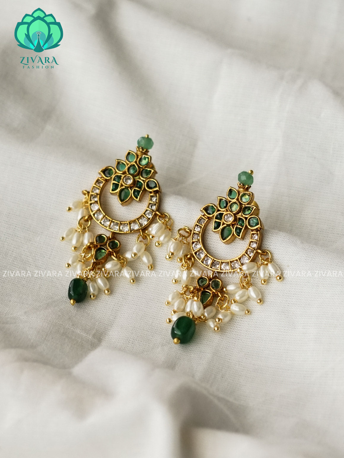 DIYA -  REAL KEMP LOTUS BALI  -  PREMIUM MATTE polish BALI- latest jewellery collection- zivara fashion