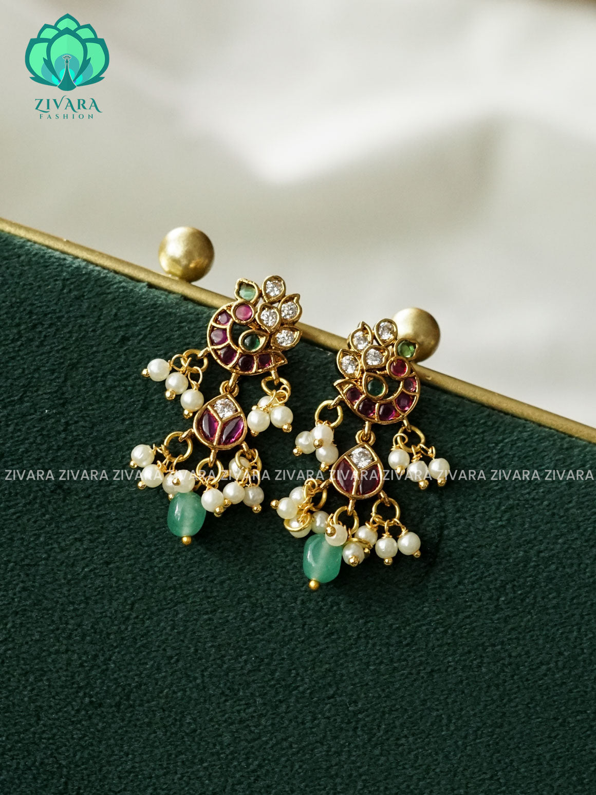 PEACOCK SMALL STUDS   - latest jewellery collection- zivara fashion