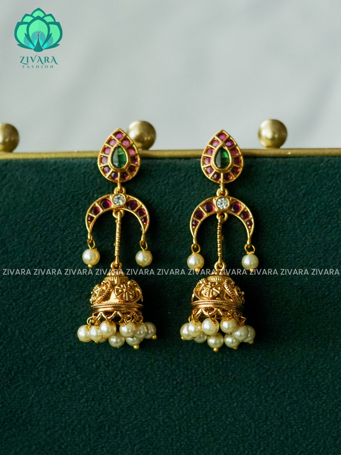 Moon  - TRADITIONAL MATTE  polish JHUMKA- latest jewellery collection- zivara fashion