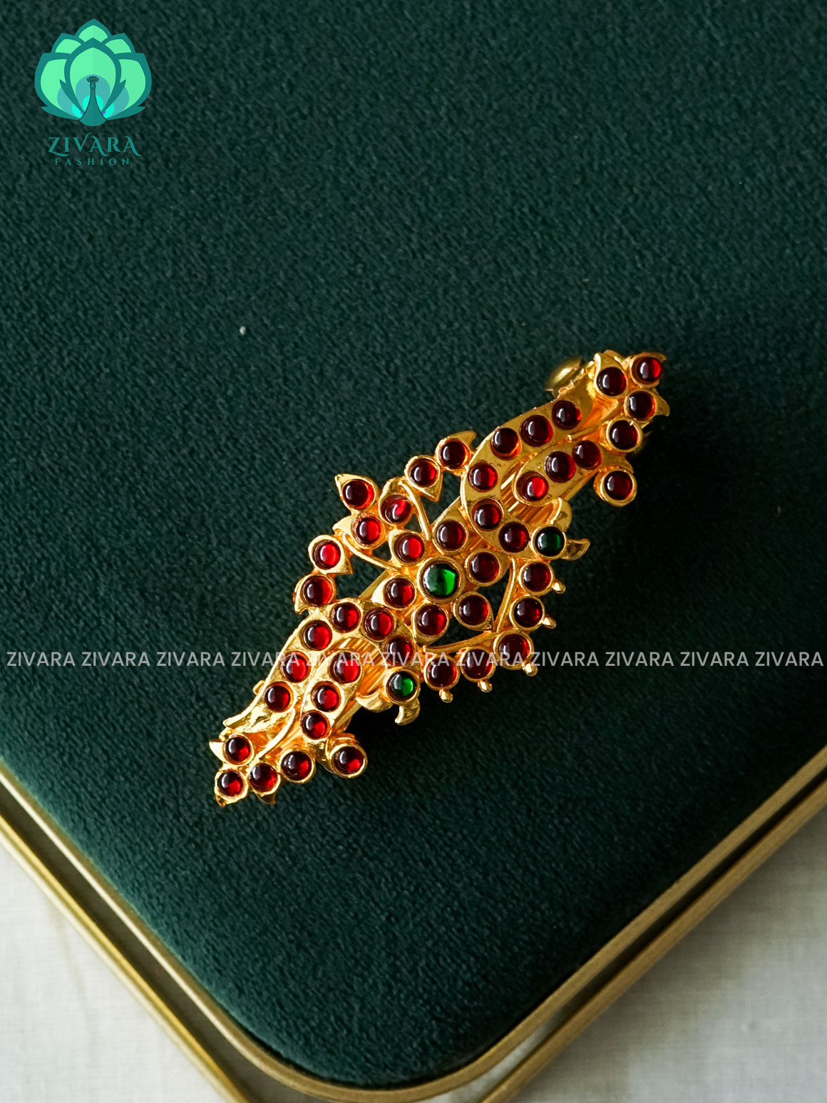 RED AND GREEN- KEMP HAIRCLIP - RETURN GIFT OPTIONS -TRADITIONAL HAIR ACCESSORIES - ZIVARA FASHION