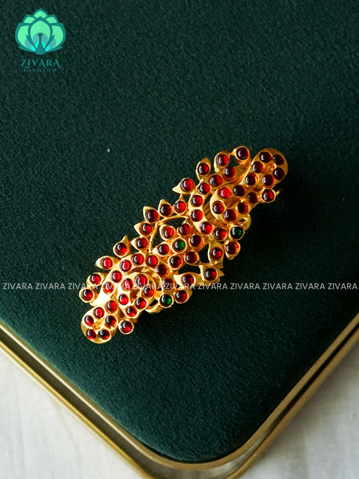 RED AND GREEN- KEMP HAIRCLIP - RETURN GIFT OPTIONS -TRADITIONAL HAIR ACCESSORIES - ZIVARA FASHION