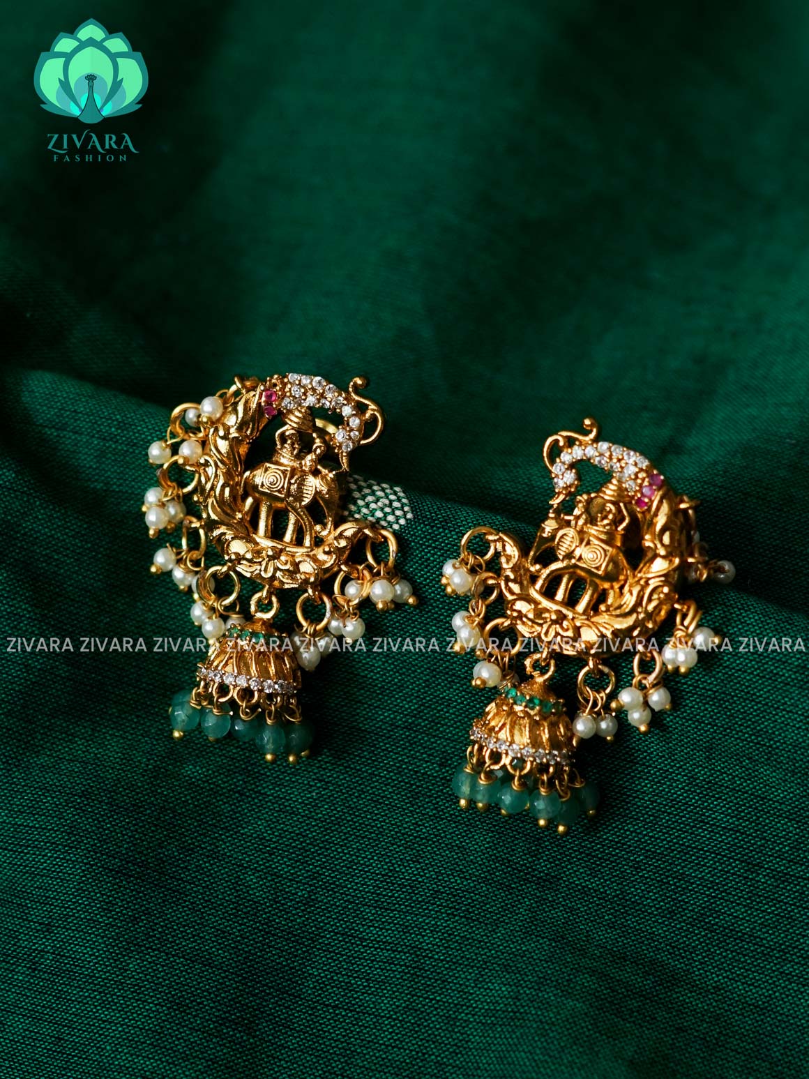 Elephant bridal- TRADITIONAL PREMIUM MATTE  polish JHUMKA- latest jewellery collection- zivara fashion