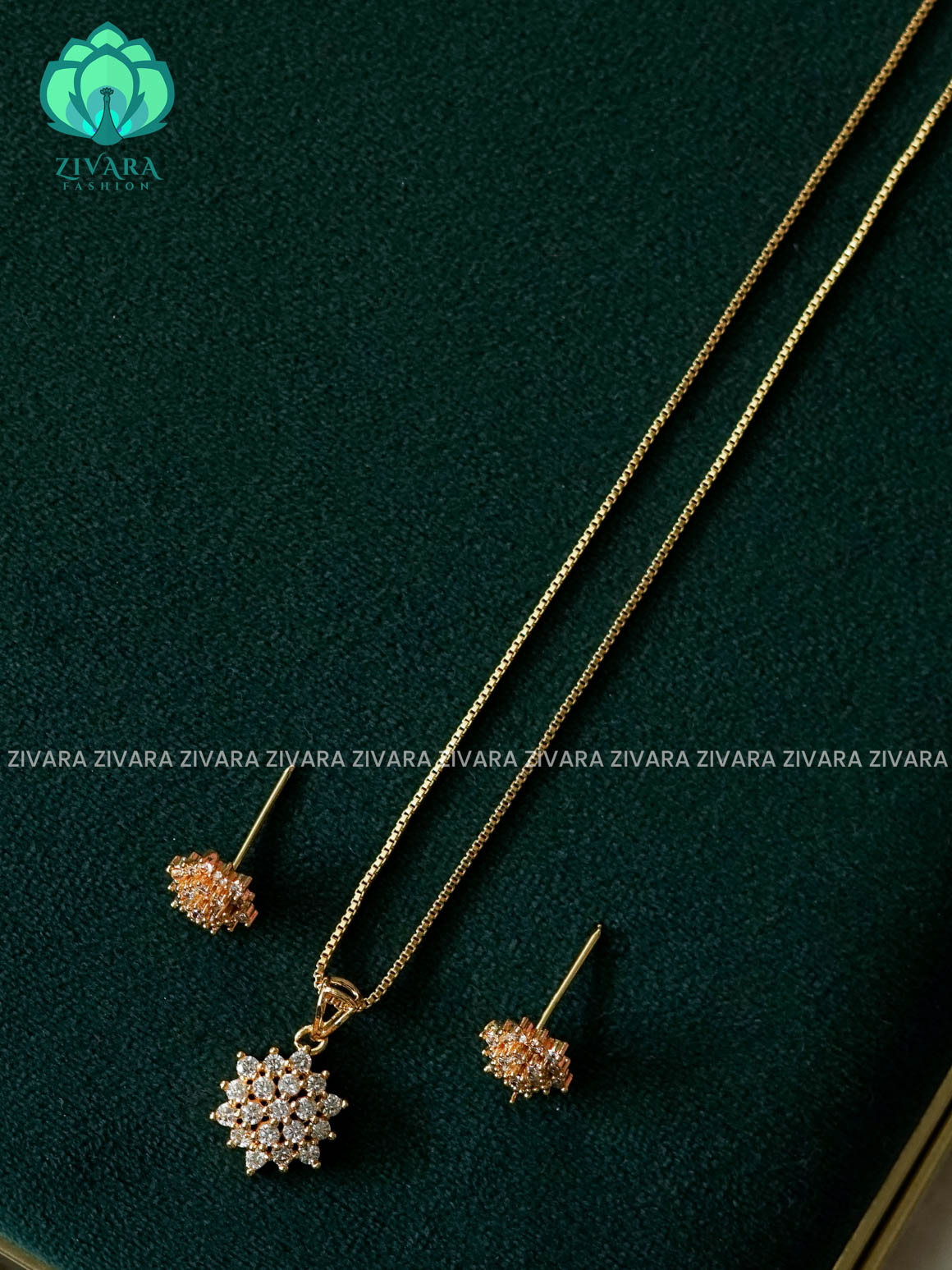 SMALL PENTANT WITH CHAIN ( CHAIN COMPLIMENTARY) WITH EARRINGS -Trending office wear jewellery-Zivara fashion