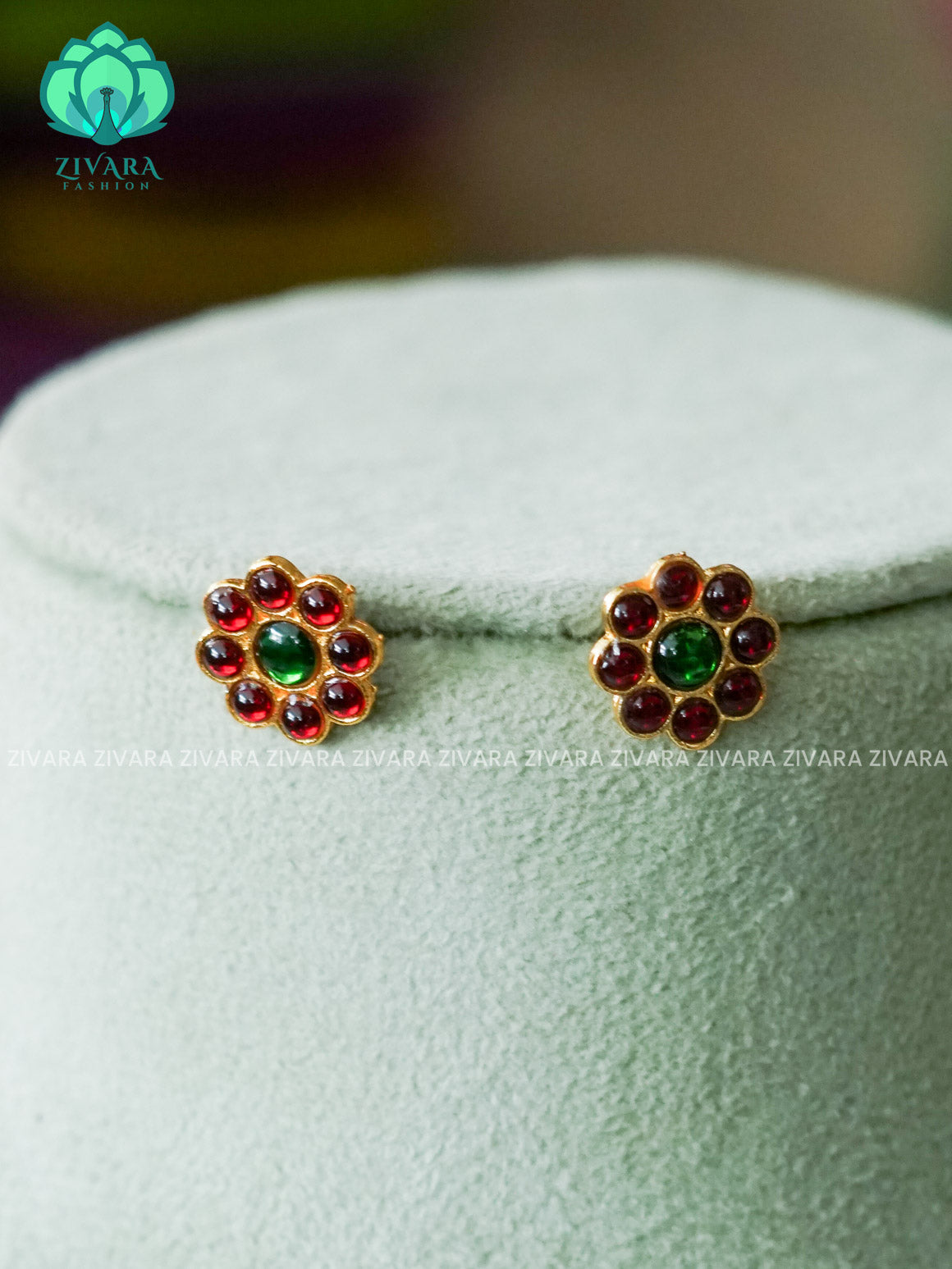 RED AND GREEN - SMALL STUDS- HANDMADE EARRINGS - latest kemp dance jewellery collection