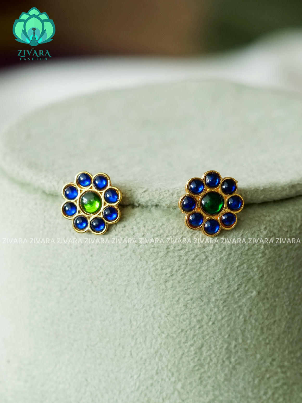 BLUE - SMALL STUDS- HANDMADE EARRINGS - latest kemp dance jewellery collection