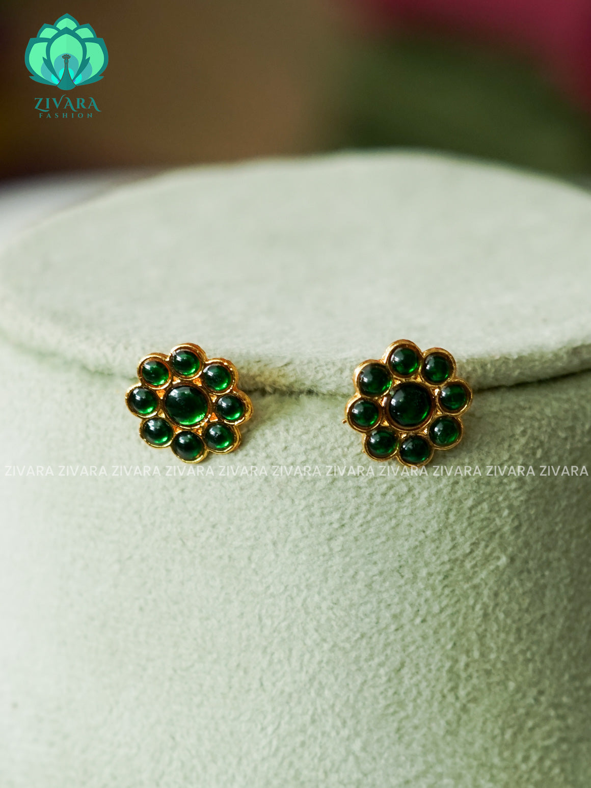 GREEN - SMALL STUDS- HANDMADE EARRINGS - latest kemp dance jewellery collection