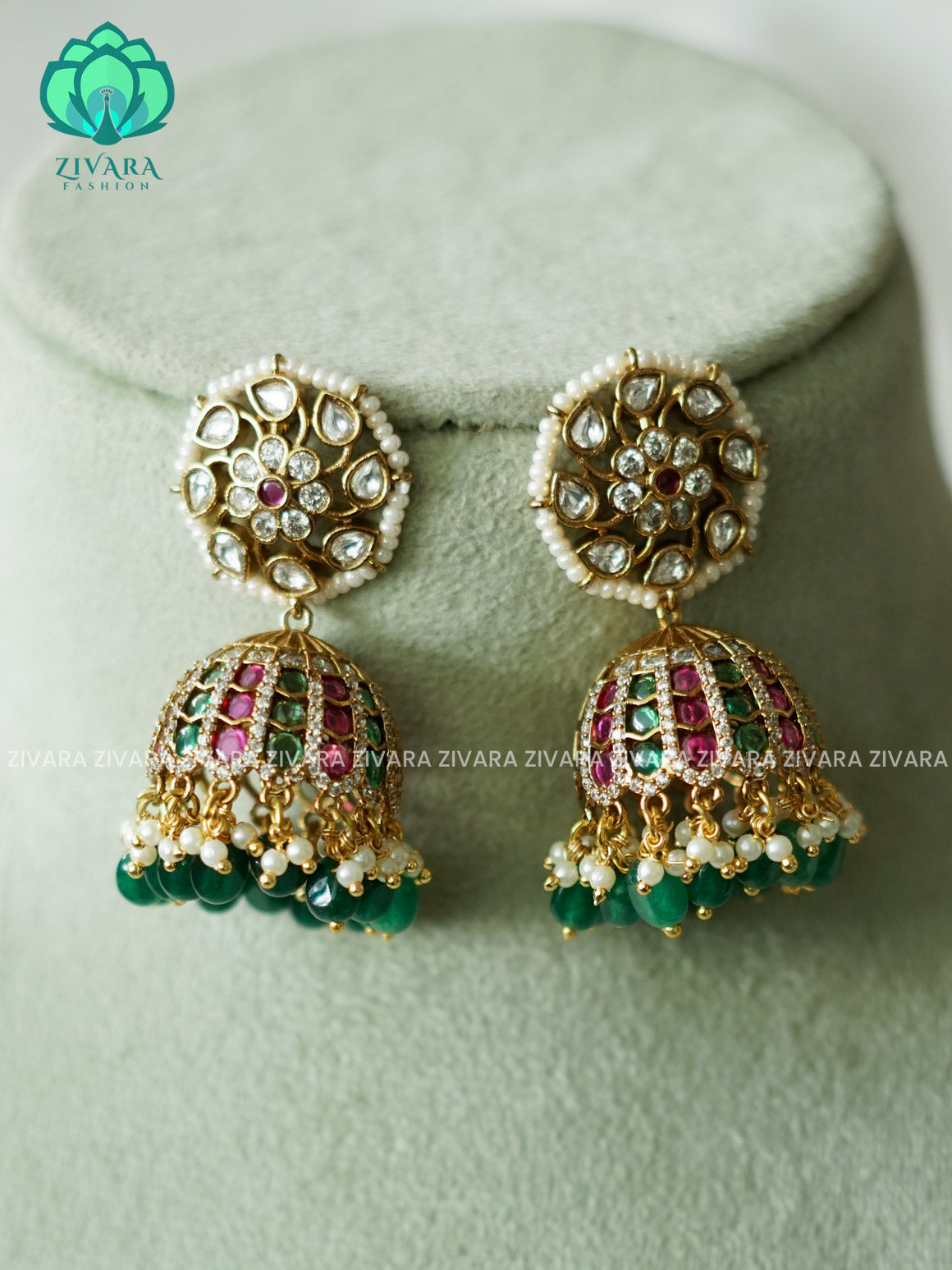 BRIDAL - TRADITIONAL PREMIUM MATTE  polish JHUMKA- latest jewellery collection- zivara fashion