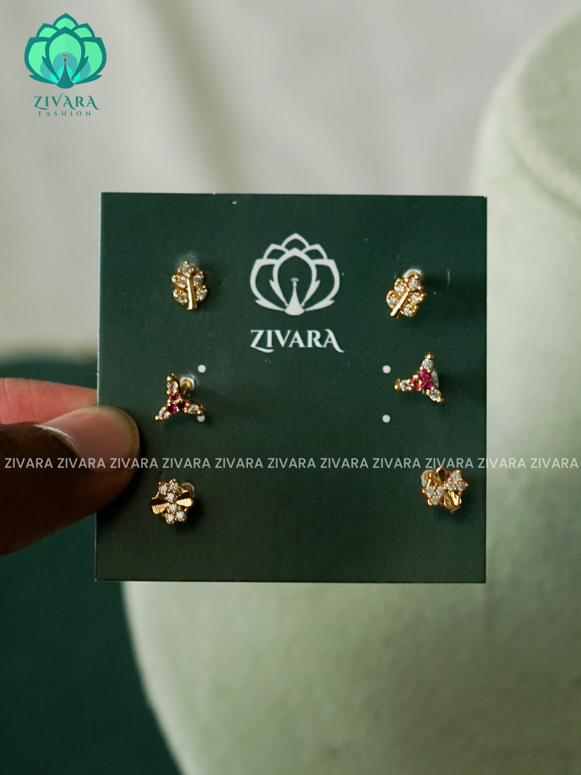 ZYRA-Pack of 3 Small studs /nosepin  - latest jewellery collection- zivara fashion