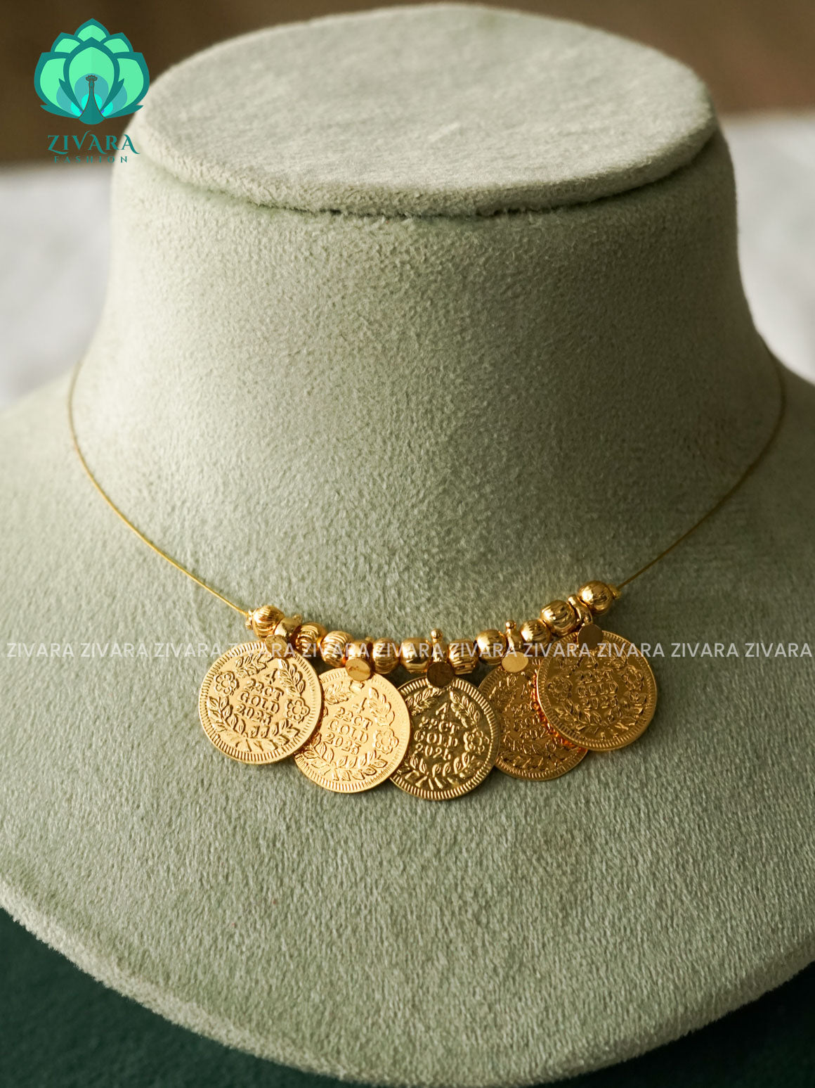 COIN - TAMARA INVISIBLE MINIMAL ELEGANT HANDMADE NECKLACE WITH BRILLIANT FINISH MOTIFS- ZIVARA FASHION