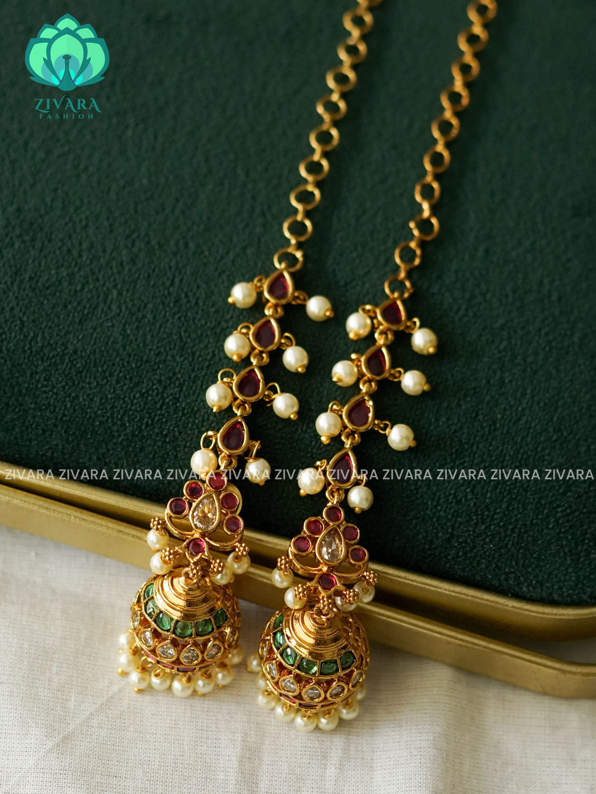 REAL KEMP JHUMKA WITH MAATAL - latest jewellery collection- zivara fashion