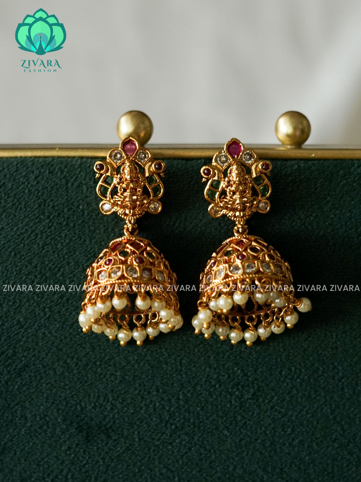 TEMPLE  MEDIUM SIZE  JHUMKA - TRADITIONAL PREMIUM MATTE  polish JHUMKA- latest jewellery collection- zivara fashion