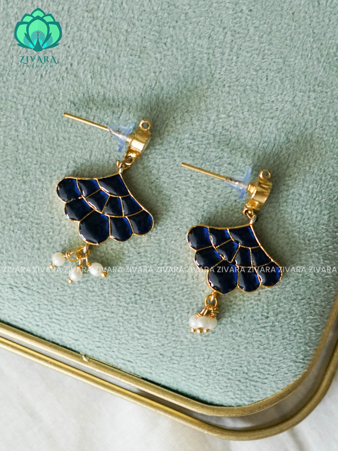 KAMALI -  BLUE JADAVU  EARINGS - Zivara Fashion - latest jewellery design