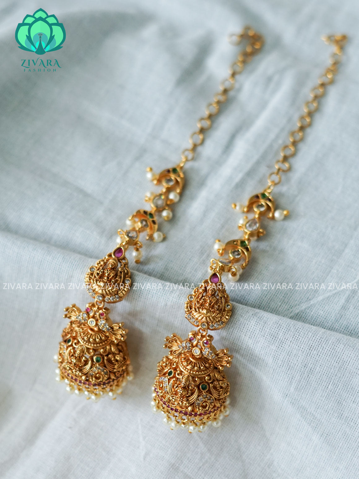 HEAVY BRIDAL TEMPLE JHUMKA WITH MAATAL - latest trending collection - ZIVARA FASHION