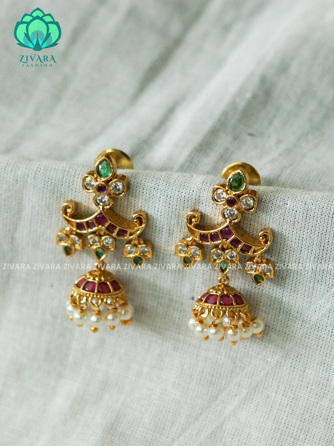 Hotselling small size kids friendly real kemp TRADITIONAL PREMIUM MATTE  polish JHUMKA- latest jewellery collection- zivara fashion