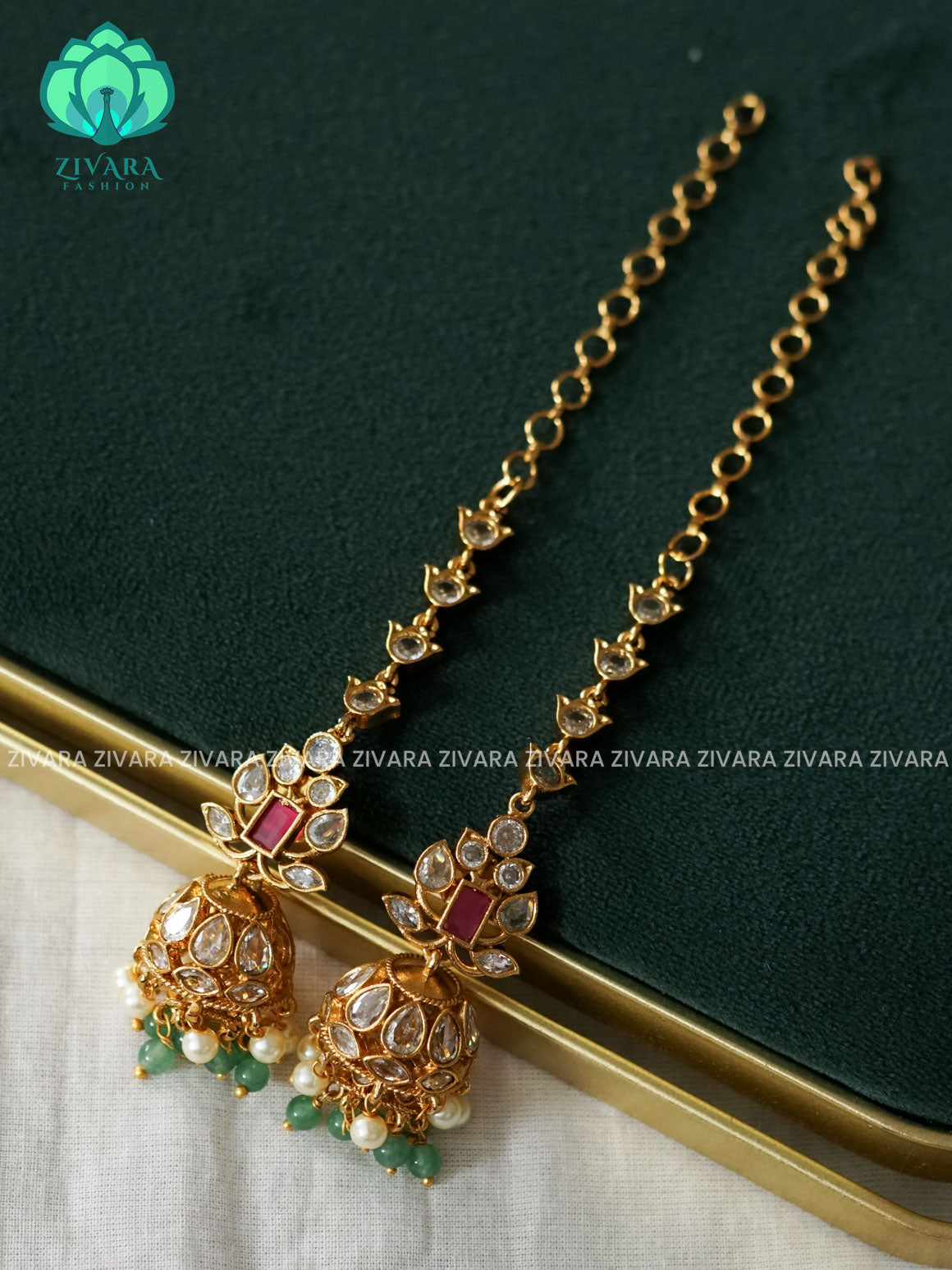 FLOWER real kemp jhumka with maatal - latest jewellery collection- zivara fashion