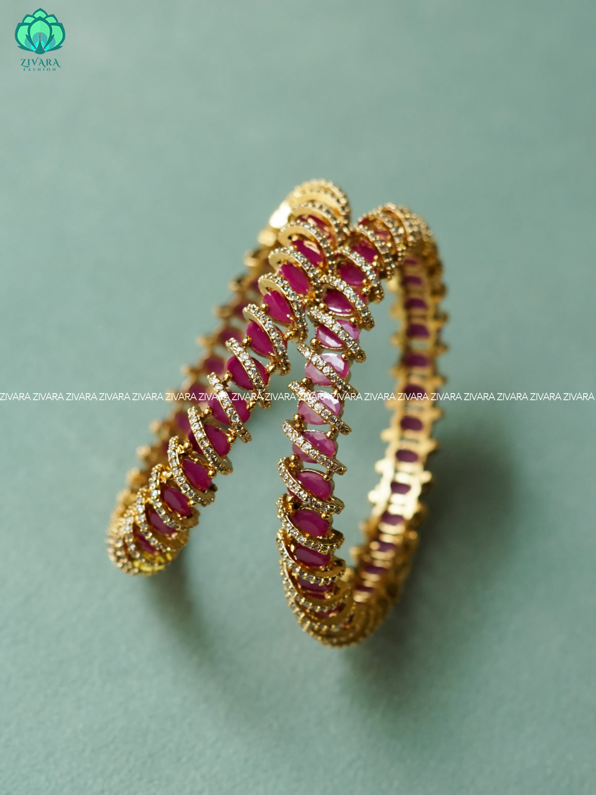 2 piece ruby white premium finish bangles -latest jewellery collection - ZIVARA FASHION
