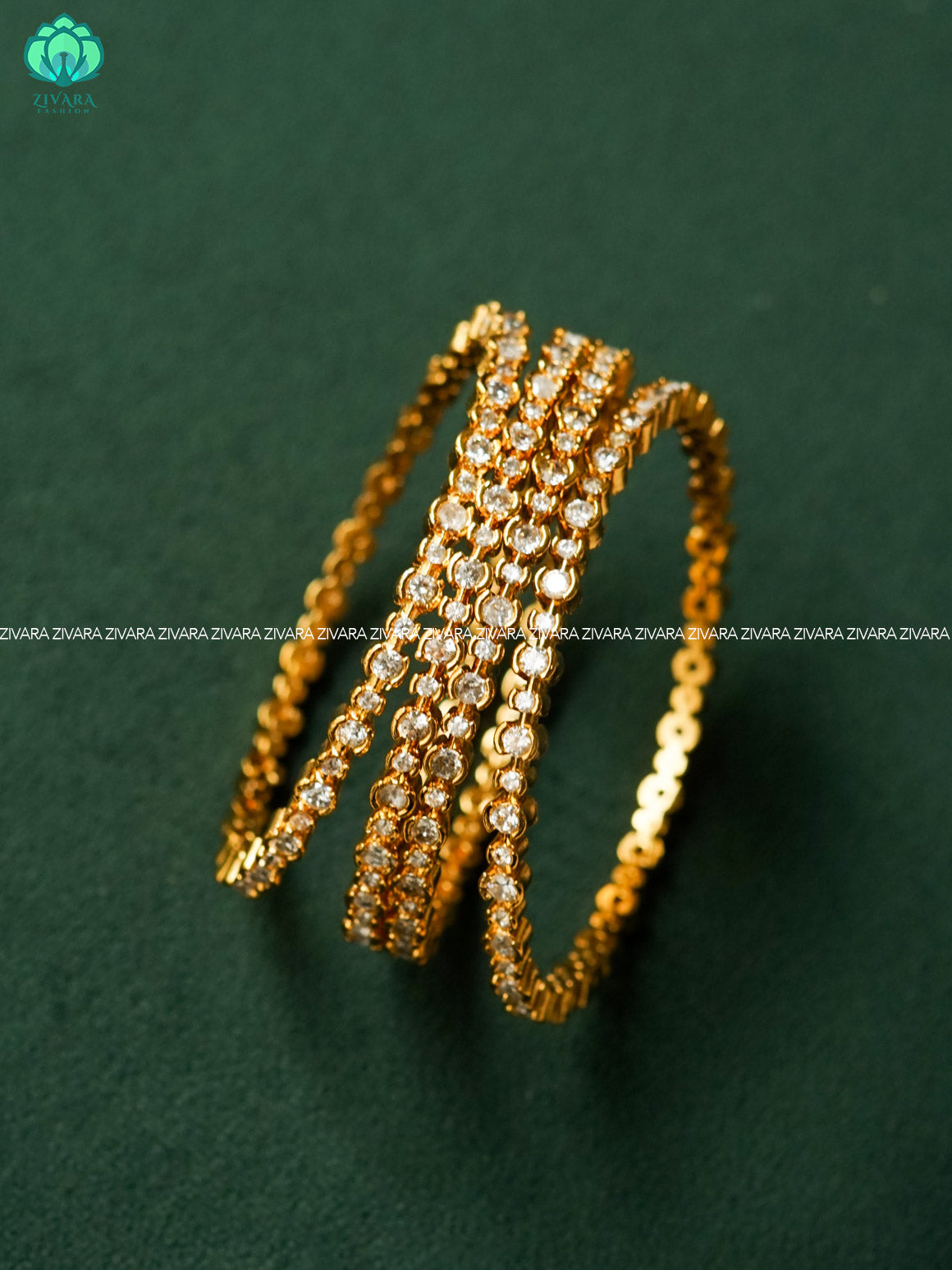 4 piece white stones premium finish bangles -latest jewellery collection - ZIVARA FASHION