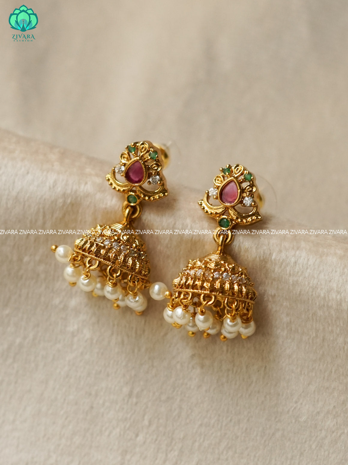 Hotselling small size kids friendly real kemp TRADITIONAL PREMIUM MATTE  polish JHUMKA- latest jewellery collection- zivara fashion