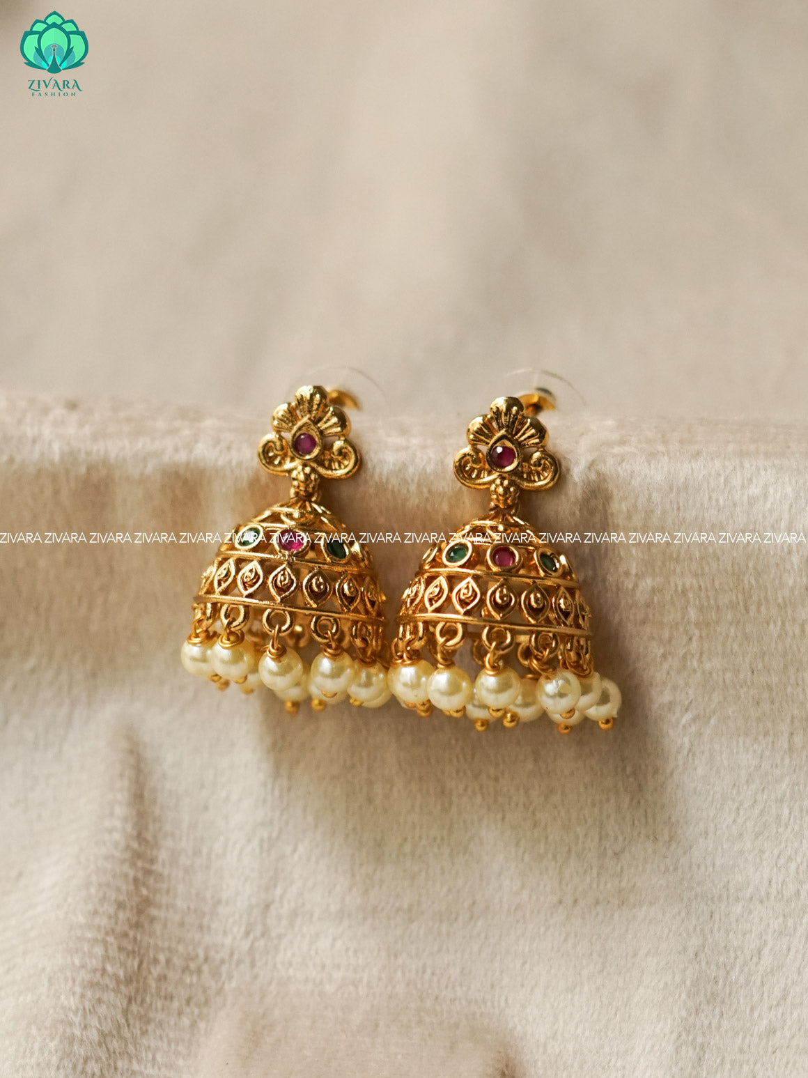 Hotselling small size kids friendly real kemp TRADITIONAL PREMIUM MATTE  polish JHUMKA- latest jewellery collection- zivara fashion