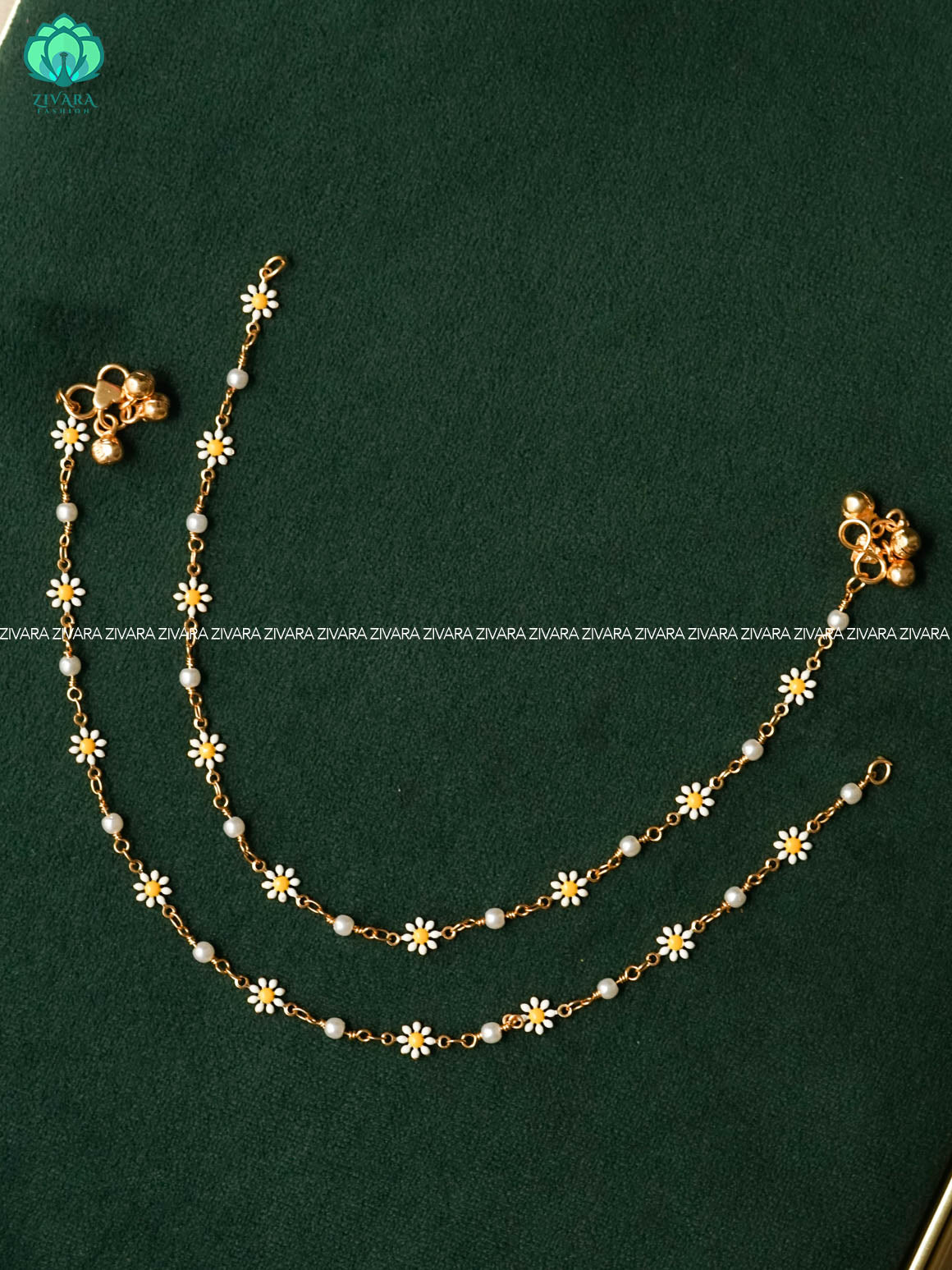Trending 10.5 inch flower anklets for women- latest jewellery- ZIVARA FASHION