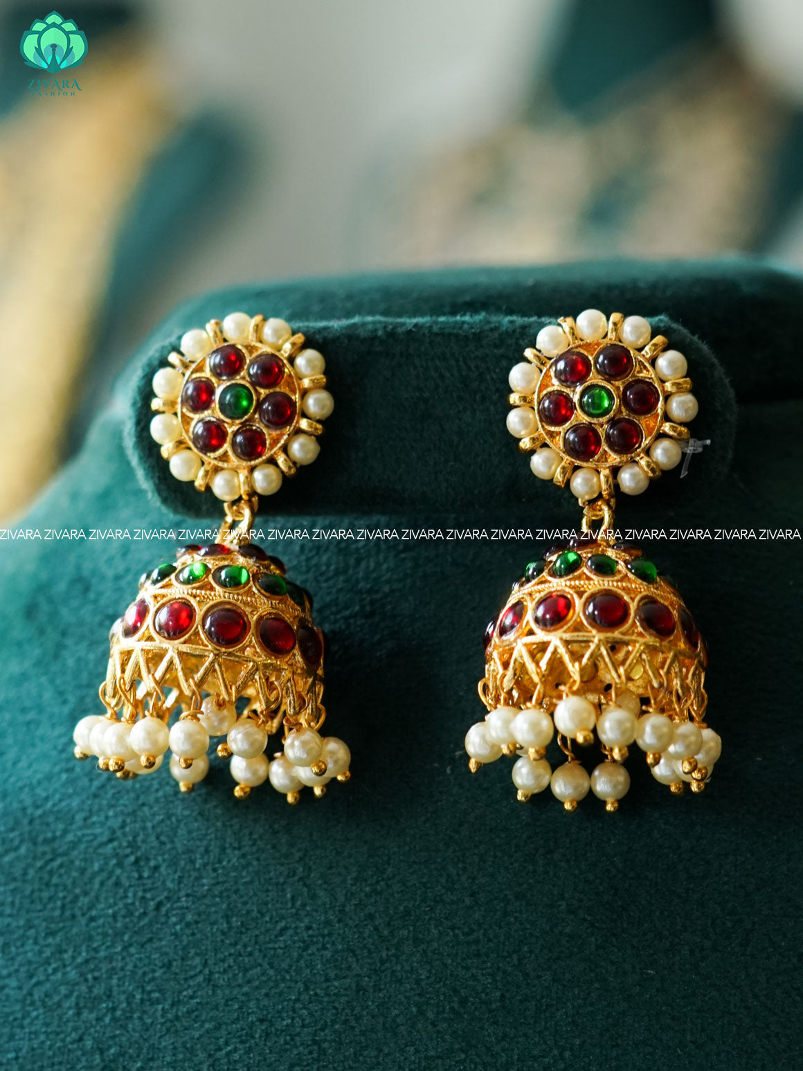 RED AND GREEN - HANDMADE JHUMKAS - latest kemp dance jewellery collection