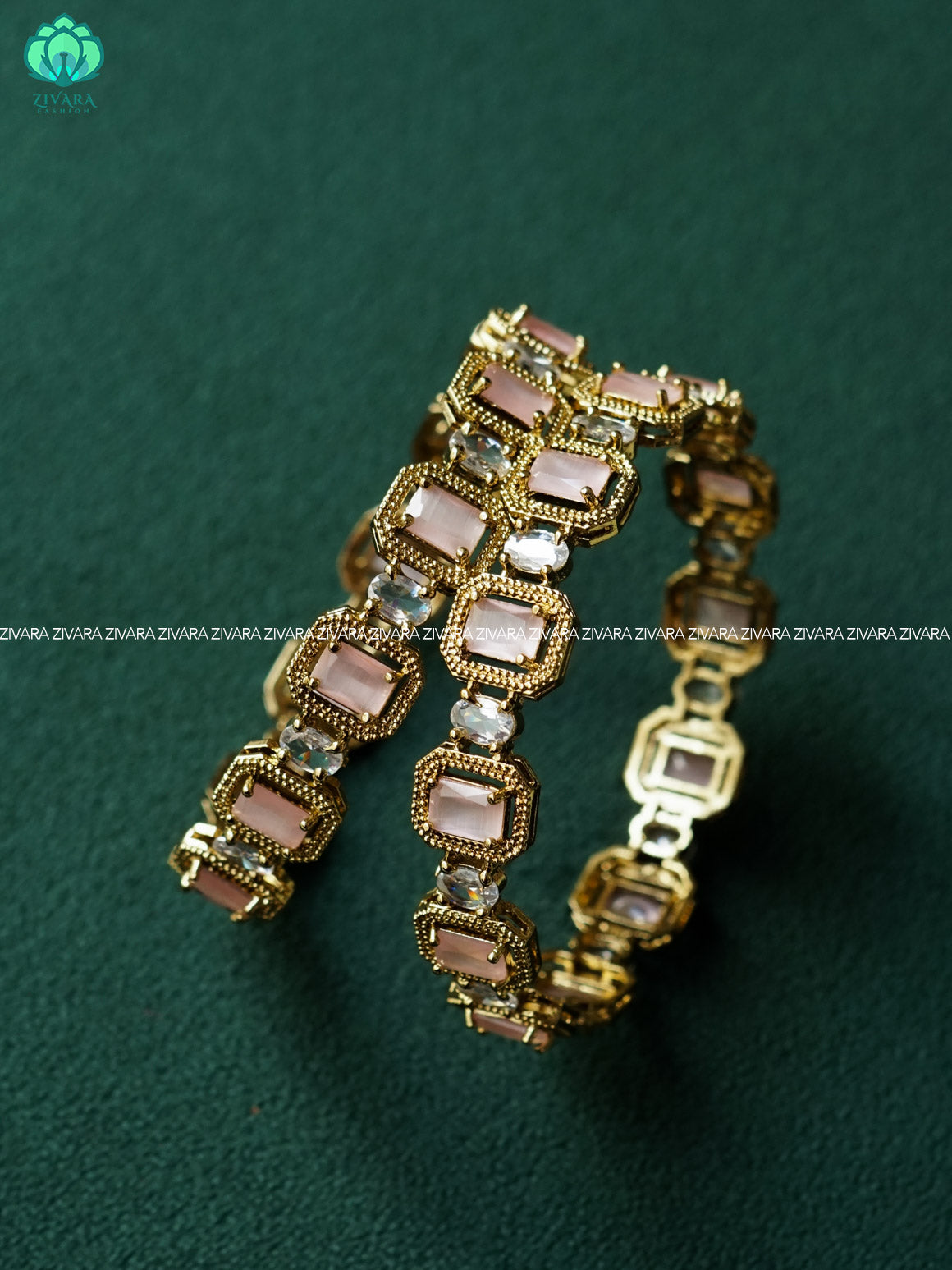 2 piece PASTEL PINK  premium finish bangles -latest jewellery collection - ZIVARA FASHION