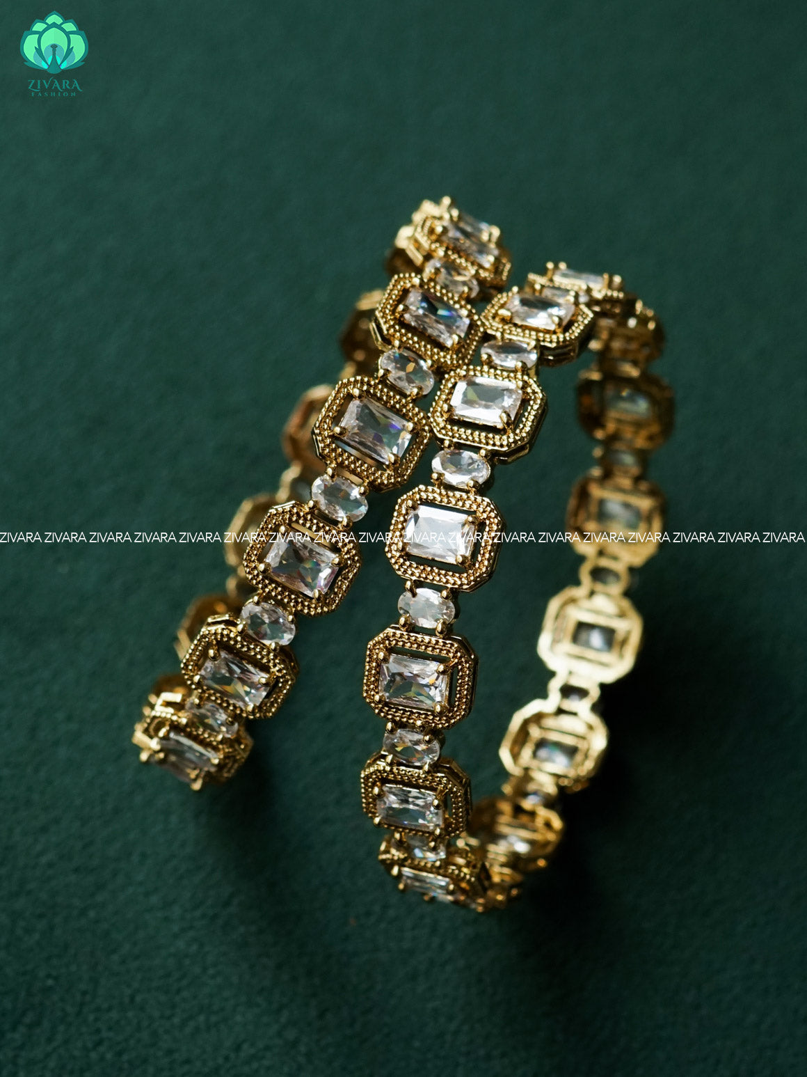 2 piece WHITE STONE premium finish bangles -latest jewellery collection - ZIVARA FASHION