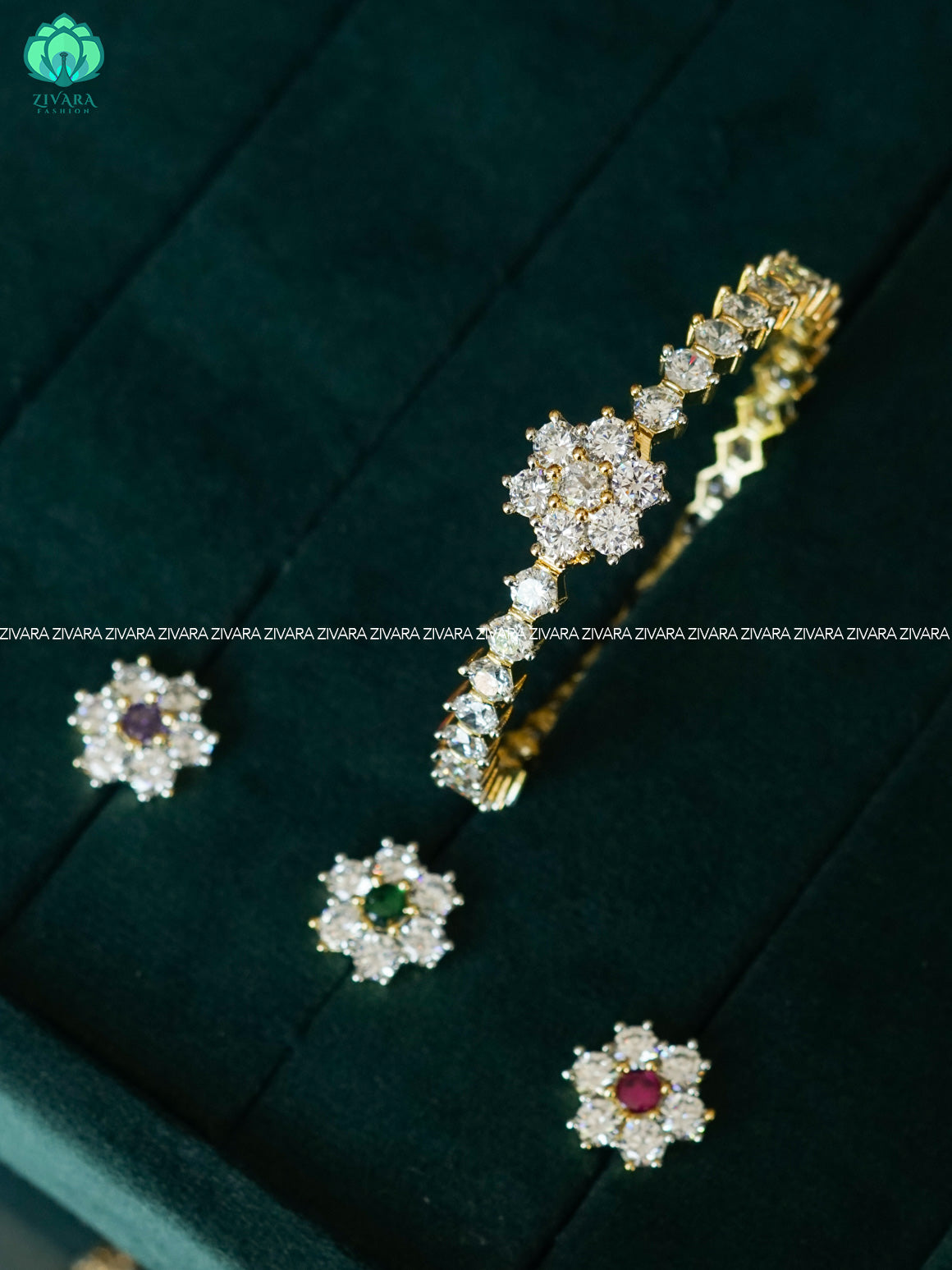 1 piece ad stone motif micro gold polish  bangles  - Premium quality daily use bangles - Zivara fashion