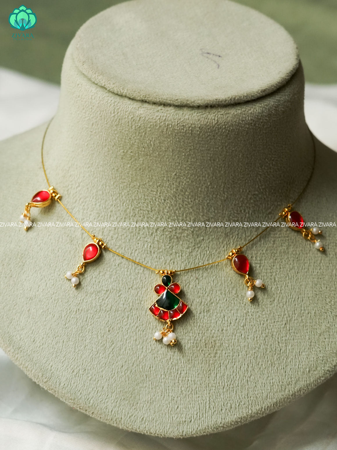 TAMARA pendant WITH HANGING TEARS INVISIBLE MINIMAL ELEGANT HANDMADE NECKLACE WITH BRILLIANT FINISH MOTIFS- ZIVARA FASHION