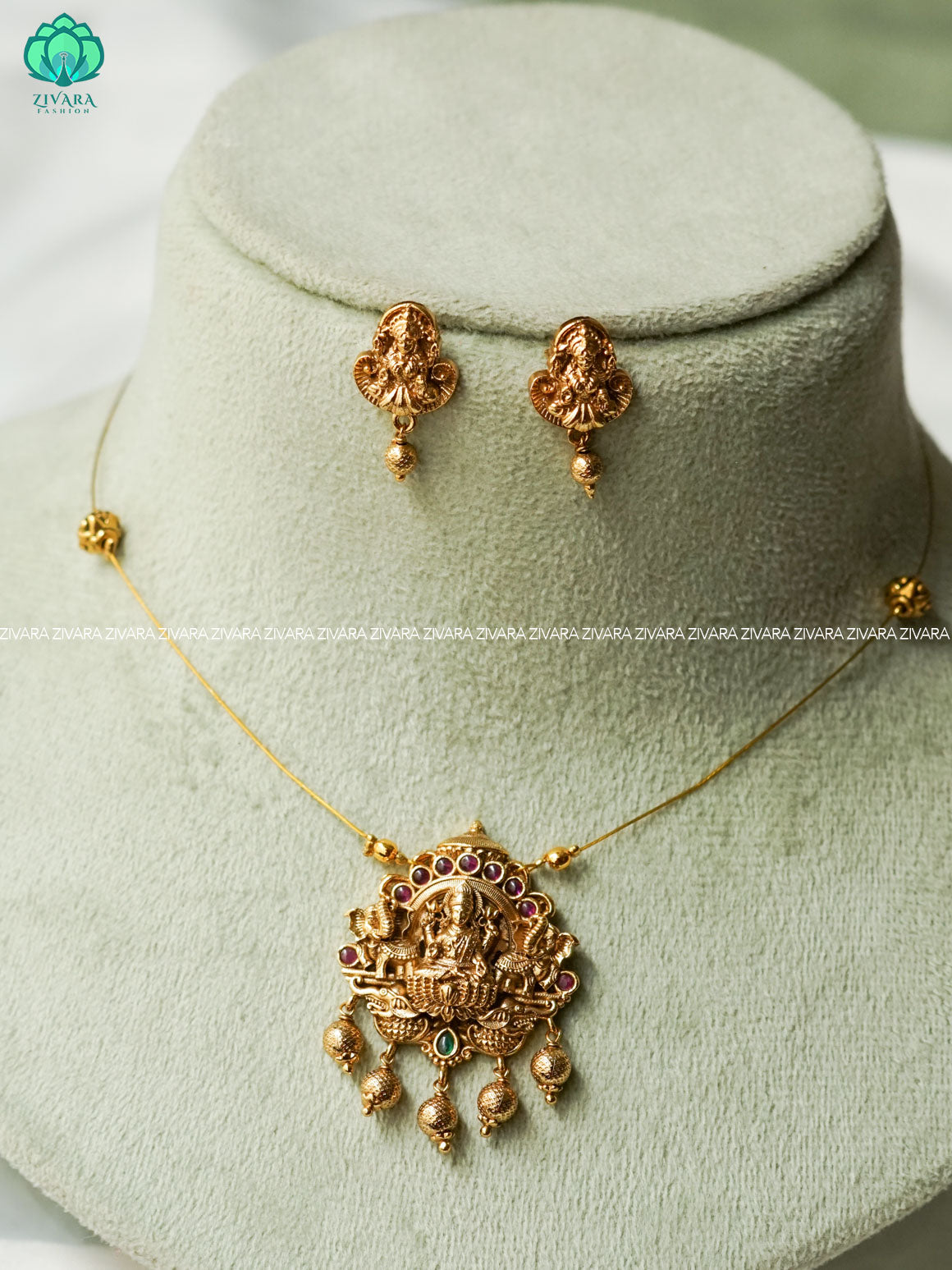 TEMPLE VINTAGE TAMARA pendant INVISIBLE MINIMAL ELEGANT HANDMADE NECKLACE WITH BRILLIANT FINISH MOTIFS- ZIVARA FASHION