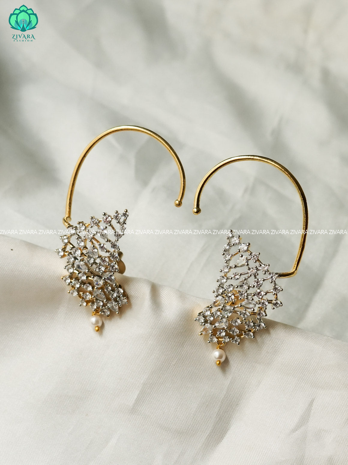AD STONE SEMI EARCUFF latest jewellery collection- zivara fashion