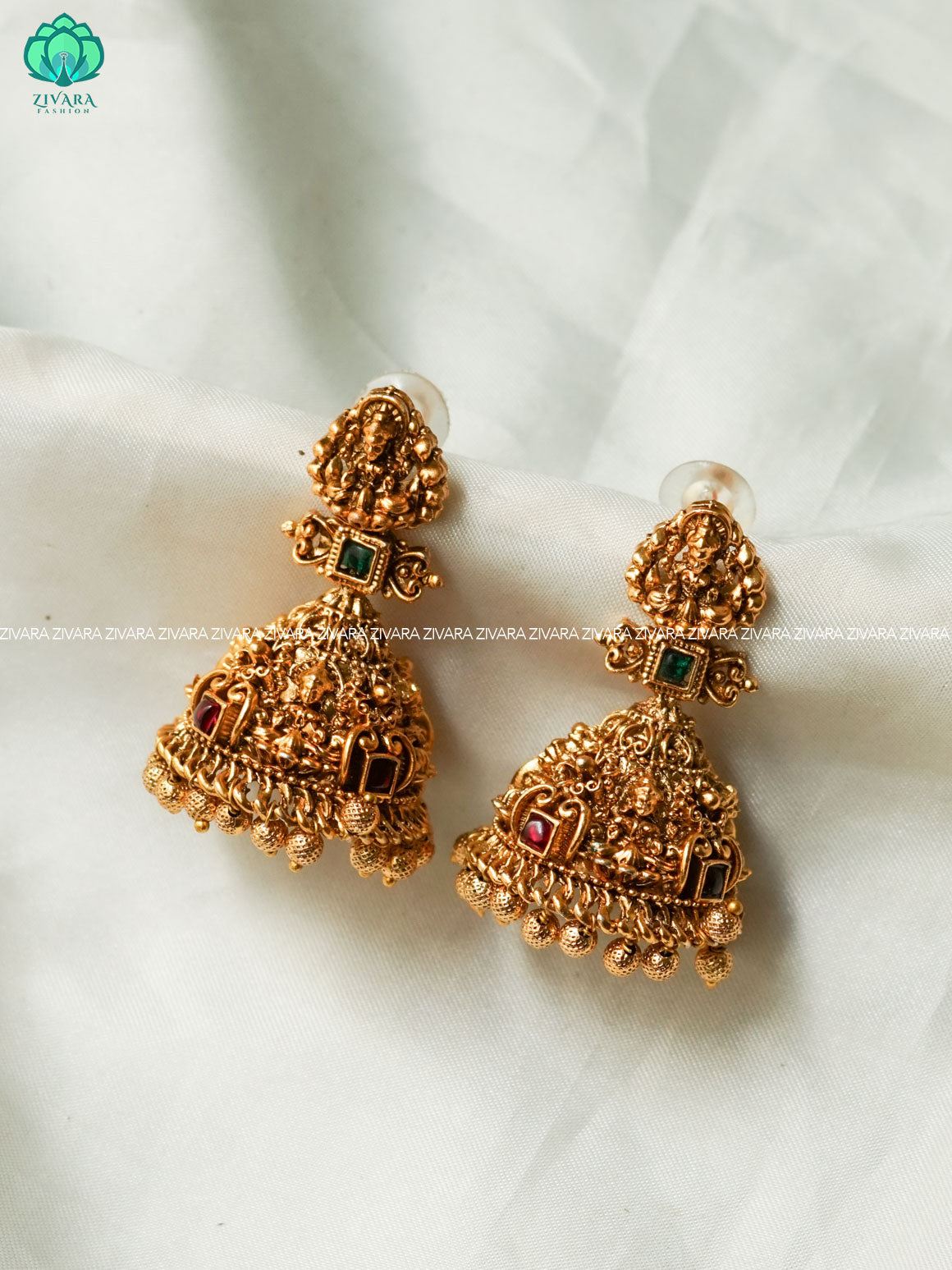 TEMPLE JHUMKA - TRADITIONAL PREMIUM JHUMKA- latest jewellery collection- zivara fashion