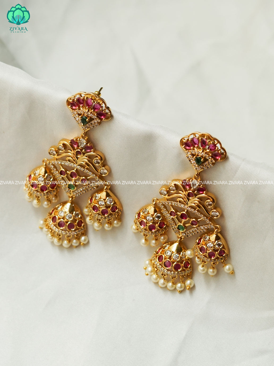 DIYA - HEAVY BRIDAL - TRADITIONAL PREMIUM MATTE  polish JHUMKA- latest jewellery collection- zivara fashion