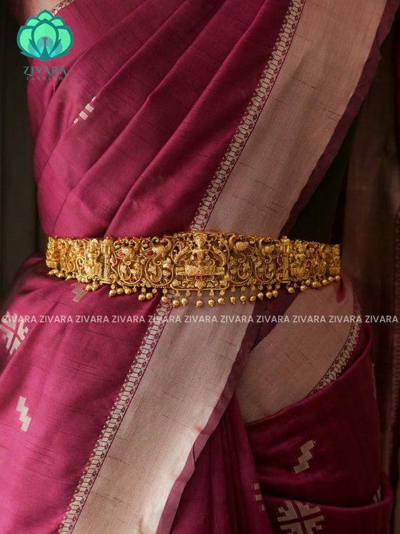 GOLD BALLS - DHRUVA- MATTE TEMPLE STYLE (31 TO 37 INCHES  ) Latest South indian budget friendly hipbelt collection- Zivara Fashion