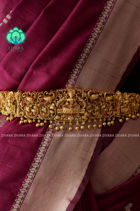 GOLD BALLS - DHRUVA- MATTE TEMPLE STYLE (31 TO 37 INCHES  ) Latest South indian budget friendly hipbelt collection- Zivara Fashion