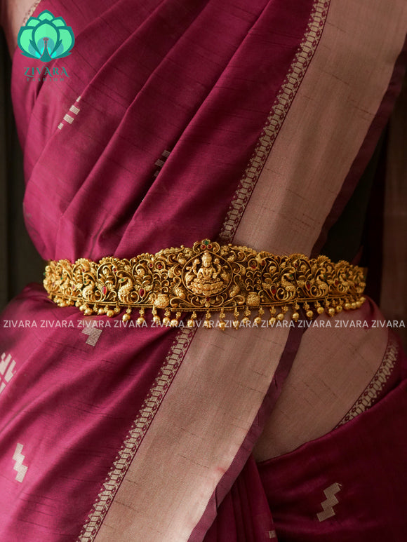 GOLD BALLS - DHRUVA- MATTE TEMPLE STYLE (31 TO 37 INCHES  ) Latest South indian budget friendly hipbelt collection- Zivara Fashion