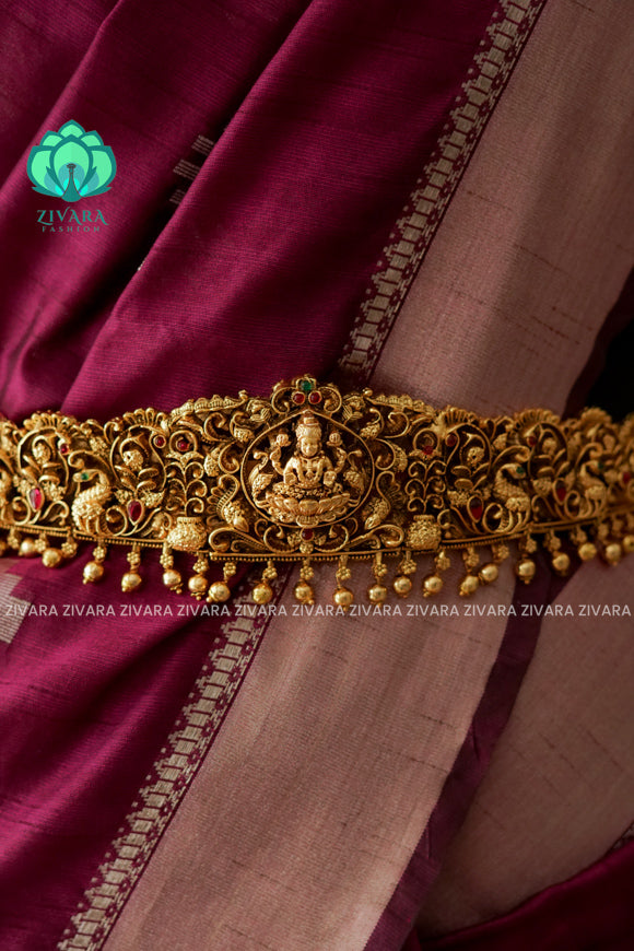 GOLD BALLS - DHRUVA- MATTE TEMPLE STYLE (31 TO 37 INCHES  ) Latest South indian budget friendly hipbelt collection- Zivara Fashion