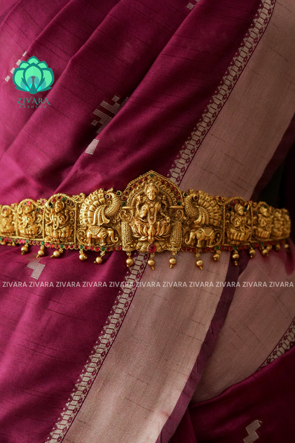 GOLD BALLS - DHRUVA- MATTE TEMPLE STYLE (31 TO 37 INCHES  ) Latest South indian budget friendly hipbelt collection- Zivara Fashion