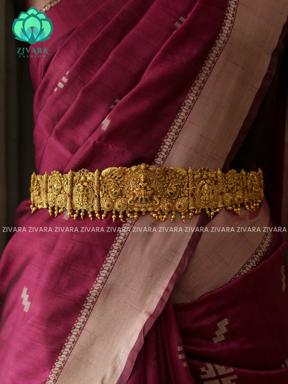 GOLD BALLS - DHRUVA- MATTE TEMPLE STYLE (31 TO 37 INCHES  ) Latest South indian budget friendly hipbelt collection- Zivara Fashion