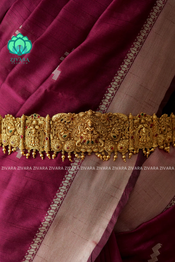 GOLD BALLS - DHRUVA- MATTE TEMPLE STYLE (31 TO 37 INCHES  ) Latest South indian budget friendly hipbelt collection- Zivara Fashion