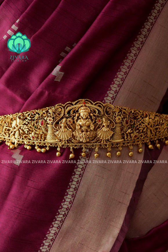 GOLD BALLS - DHRUVA- MATTE TEMPLE STYLE (31 TO 37 INCHES  ) Latest South indian budget friendly hipbelt collection- Zivara Fashion