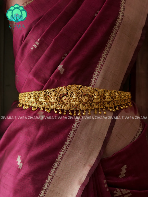 GOLD BALLS - DHRUVA- MATTE TEMPLE STYLE (31 TO 37 INCHES  ) Latest South indian budget friendly hipbelt collection- Zivara Fashion